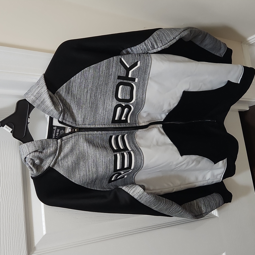 Reebok track/ Athletic light jacket Black Gray Large